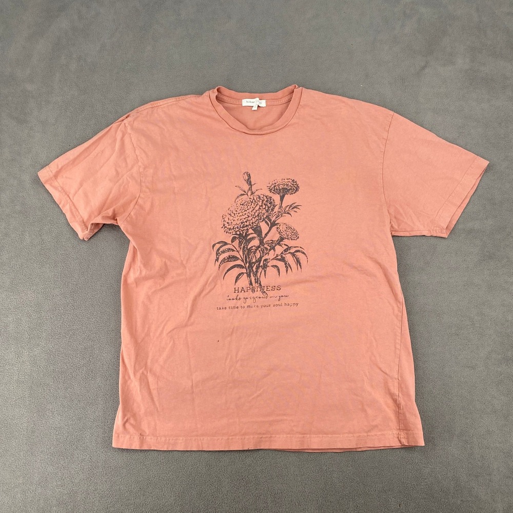 Bohme Essentials Graphic Tee Pink Marigold Happiness Floral T-Shirt Large